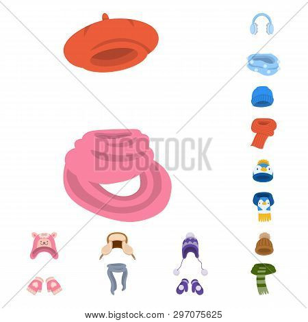Isolated Object Of Headwear  And Fashion  Icon. Set Of Headwear  And Cold Vector Icon For Stock.