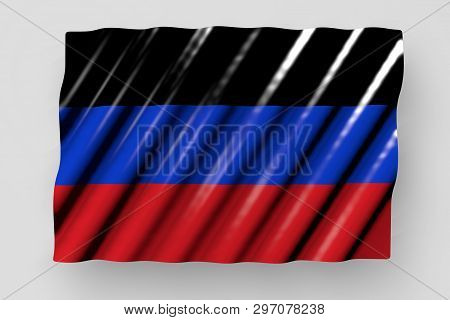 Nice Shiny Flag Of Donetsk Peoples Republic With Big Folds Lay Isolated On Grey - Any Occasion Flag 