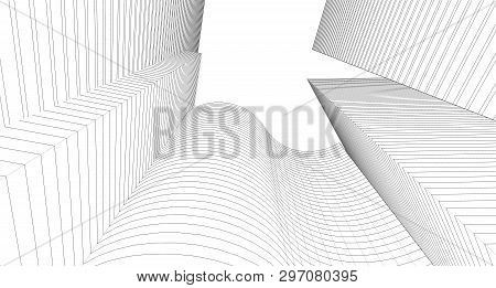 Abstract Architectral Drawing Sketch, Illustration, Modern, Perspective, Linear