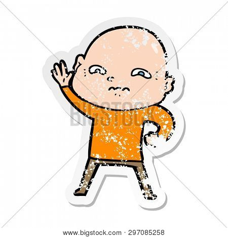 distressed sticker of a cartoon creepy guy