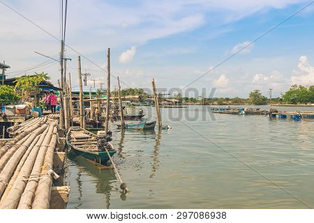 Chanthaburi, Thailand: April 15, 2019 Scenery Of Fishing Village (the No-land Village) On April 15,2