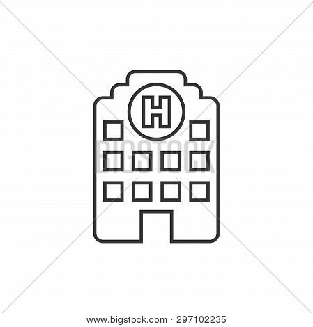 Hospital Building Icon In Flat Style. Infirmary Vector Illustration On White Isolated Background. Me