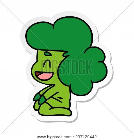 sticker cartoon illustration of a kawaii alien girl
