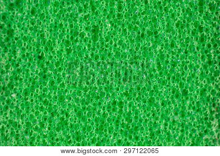 Macro Of Green Abrasive Sponge Work Item Isolated