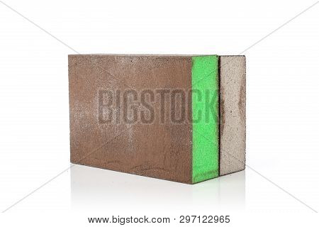 Group Of Two Whole Abrasive Block Sponges Work Item Isolated On White Background