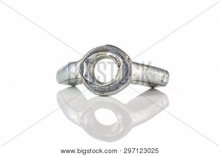 One Whole Metal Wingnut Work Item Isolated On White Background