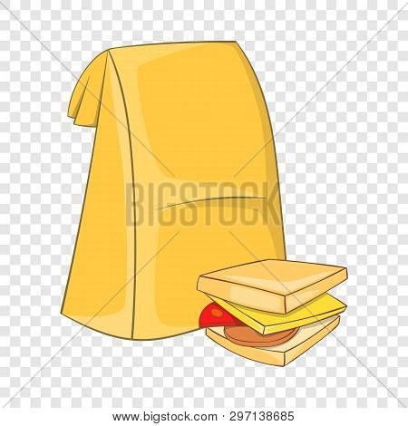 Lunch Bag And Sandwich Icon. Cartoon Illustration Of Lunch Bag And Sandwich Vector Icon For Web