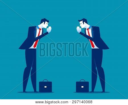 Business Partners Pay Respect Hands Greeting. Office Etiquette. Polite Salutation. Concept Business