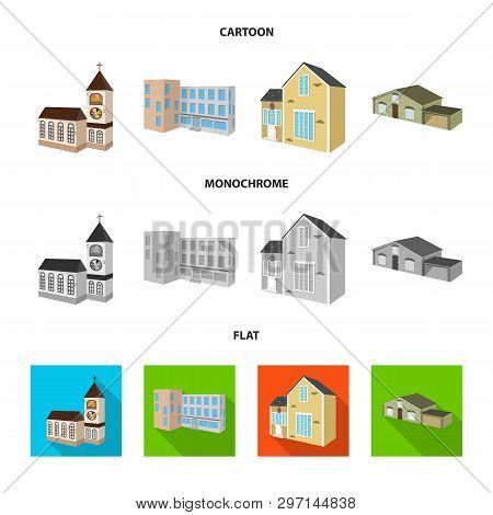 Vector Illustration Of Facade And Housing Icon. Set Of Facade And Infrastructure Vector Icon For Sto