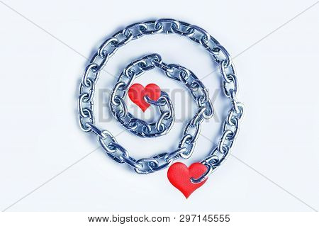 Conceptual Of Love Maze. Labyrint Of Love, Finding A Way Out.