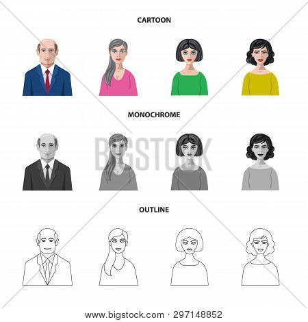 Vector Illustration Of Hairstyle And Profession  Symbol. Set Of Hairstyle And Character  Stock Vecto