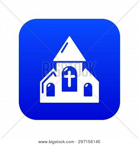 Wedding Church Icon Blue Vector Isolated On White Background