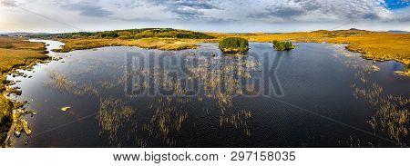 Aerial View Of Loch Mhin Leic Na Leabhar - Meenlecknalore Lough - Close To Dungloe In County Donegal