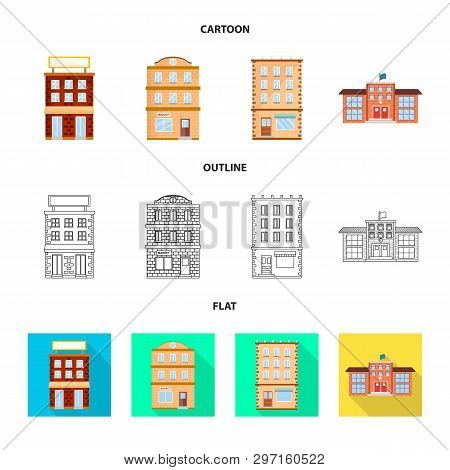 Vector Illustration Of Municipal And Center Symbol. Set Of Municipal And Estate   Stock Vector Illus