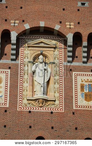 Sforza Castle Xv Century (castello Sforzesco) In Milan Lombardy Italy