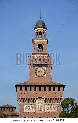 Sforza Castle Xv Century (castello Sforzesco) In Milan Lombardy Italy