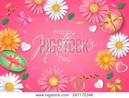Happy Mathers Day Greeting Cart. Vector Illustration