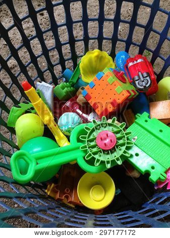 Baby Toys That Are Stored In The Basket For Orderliness.
