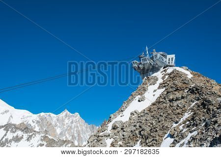 Cableway Station Punta Helbronner In The Blue Sky