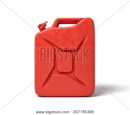 3d Rendering Of Red Gas Can Isolated On White Background.