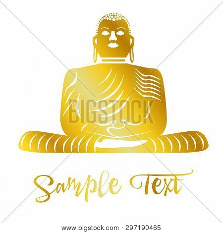 Illustration On The Theme Of Yoga With Rainbow Flower And Budha.
