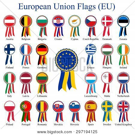 Flags Emblem Of The European Union, Eu, As A Vector On An Isolated White Background.
All Flags In A 