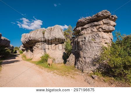 La Ciudad Encantada. The Enchanted City Natural Park, Group Of Crapicious Forms Limestone Rocks In C