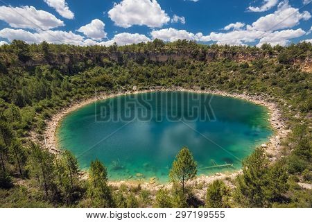 Round Lake Geologic Formation In Cuenca Province, Castilla La Mancha, Spain.