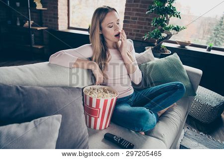 Photo Of Unhappy Sad Upset Un-satisfied Charming She Her Lady Closing Covering Mouth With Hand Palm 