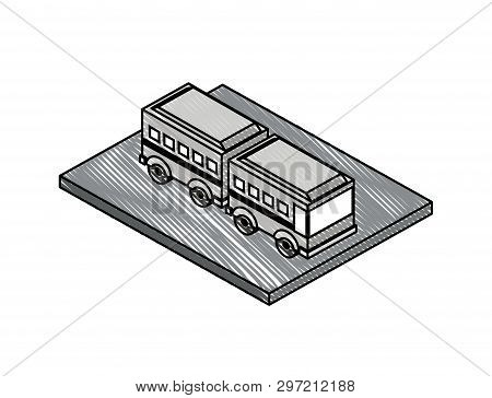Articulated Bus Transport Isometric Icon Vector Illustration Design