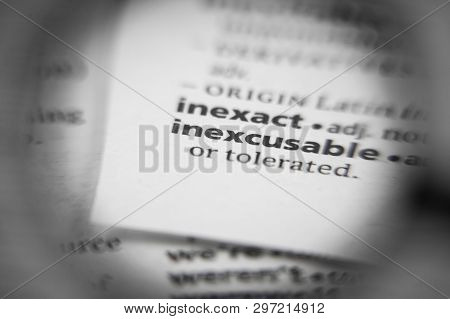 Word Or Phrase Inexcusable In A Dictionary. Great Photo For Your Needs.