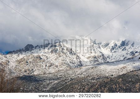 Winter Scene Of Navacerrada Mountains, Madrid, Spain.