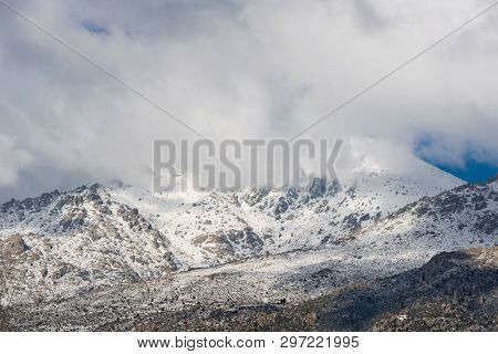 Winter Scene Of Navacerrada Mountains, Madrid, Spain.