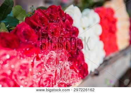 Photo Of Flower Bazaar For Graphic And Web Design, For Website Or Mobile App.