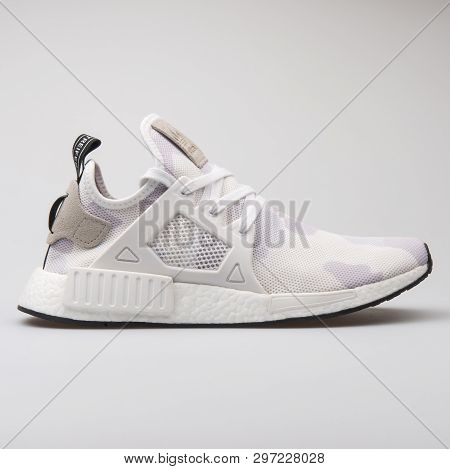 Vienna, Austria - August 7, 2017: Adidas Nmd Xr1 Duck Camo Sneaker On White Background.