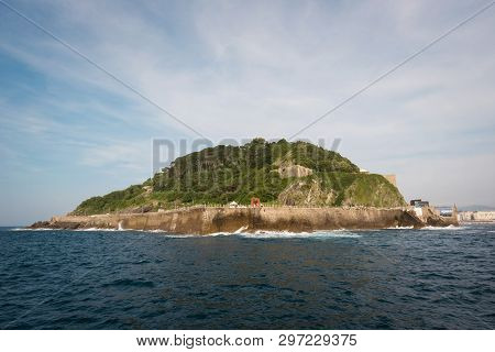 Mount Urgull In San Sebastian City Bay, Basque Country, Spain.