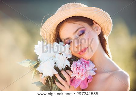 Natural Beauty And Spa Therapy. Face And Skincare. Travel In Summer. Summer Girl With Long Hair. Spr