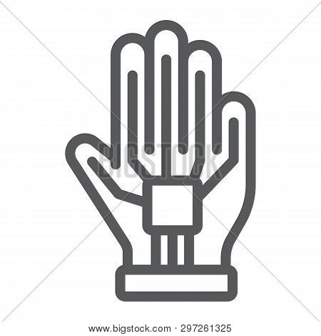 Vr Glove Line Icon, Virtual And Technology, Wired Gloves Sign, Vector Graphics, A Linear Pattern On 
