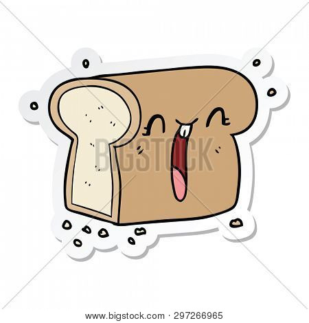 sticker of a cartoon laughing loaf of bread