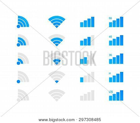 Set Of Vector Wireless Wifi Icons. Mobile Phone System Icons. Vector Stock Illustration.