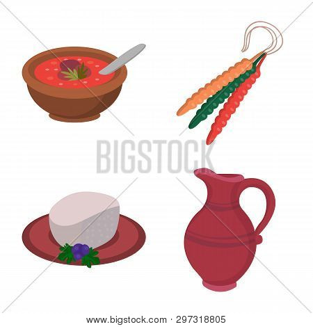 Isolated Object Of Caucasus And Traditions Sign. Set Of Caucasus And Attributes Stock Vector Illustr