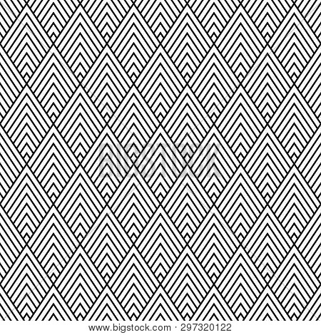 Seamless Boho Style Pattern With Outlined Rhombus Repeat