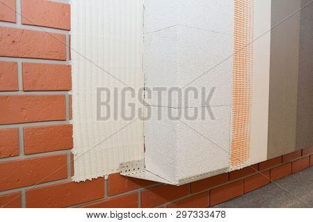 House Brick Wall Renovation, Insualtion With Glue Plastering Layers,  Reinforcment Mesh, Aerated Con
