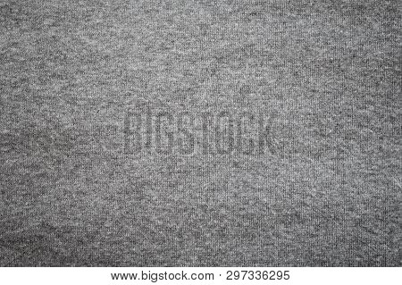 Grey Background. Abstract Texture Of Fleecy Knitted Fabric.