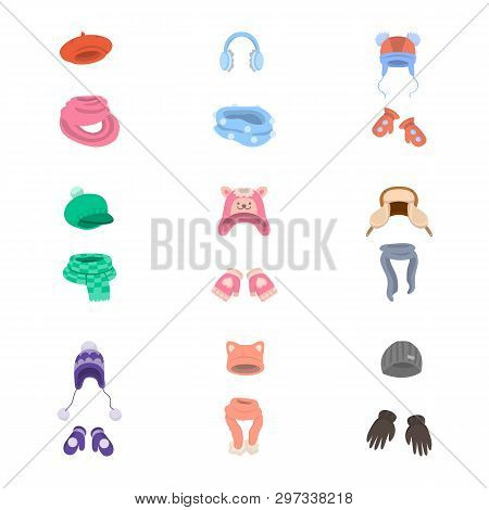 Vector Illustration Of Headwear  And Fashion  Sign. Set Of Headwear  And Cold Stock Symbol For Web.