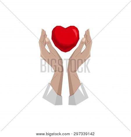 Heart In Hand Symbol, Sign, Icon, Logo Template For Charity, Health, Voluntary, Non Profit Organizat