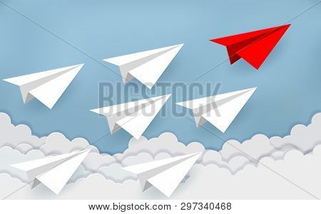 Paper Planes Are Competing To Destinations. Business Financial Concepts Are Competing For Success An