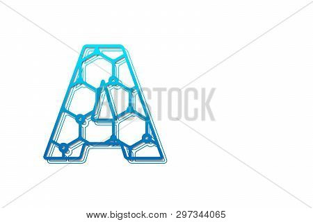 Letter A Logo Design Template With Hexagon Shape For Technology Background. Line Art Logo Type Desig