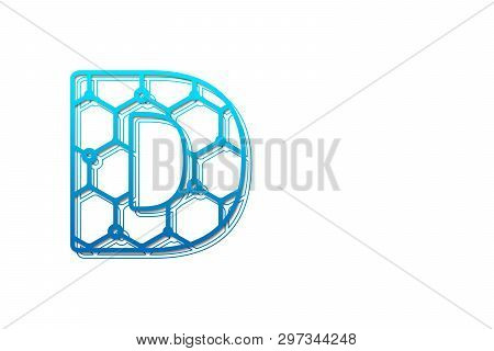 Letter D Logo Design Template With Hexagon Shape For Technology Background. Line Art Logo Type Desig
