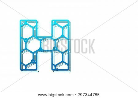 Letter H Logo Design Template With Hexagon Shape For Technology Background. Line Art Logo Type Desig